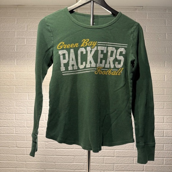 NFL Team Apparel Tops - Green Bay Packers Womens Thermal Long Sleeve Football Shirt Size M